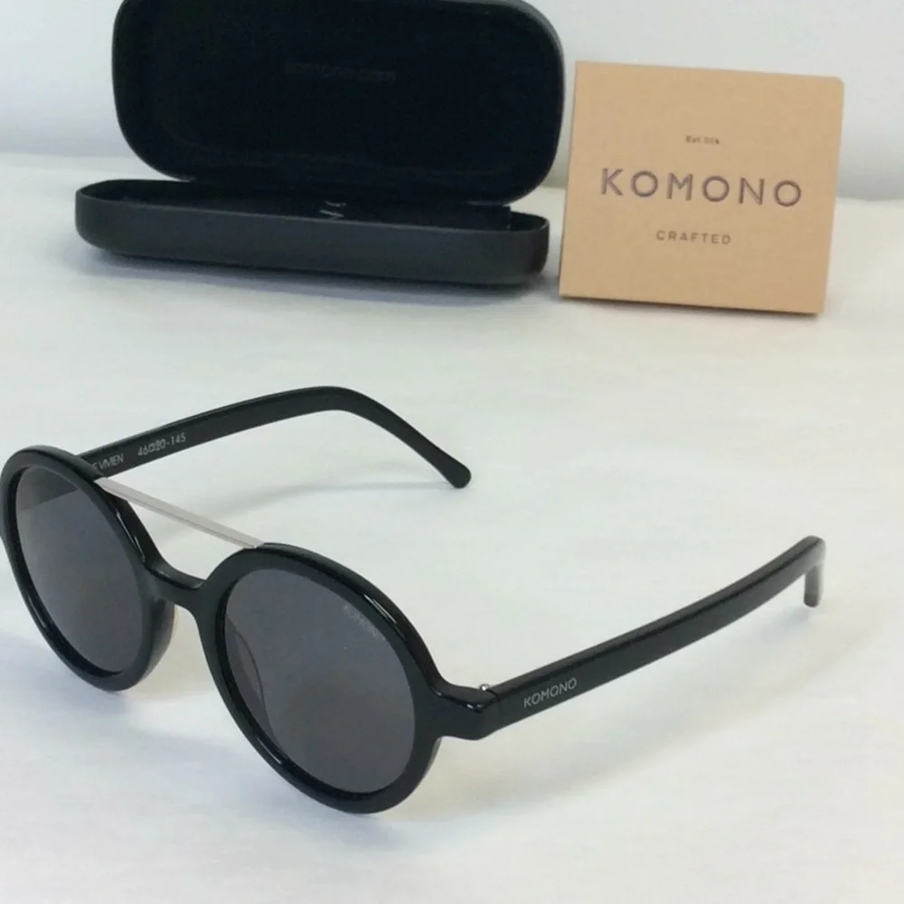 KOMONO sunglasses glossy black round NEW vivien